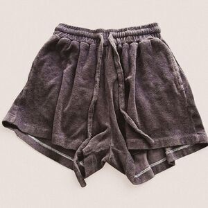 Daily Drills Grey Charcoal Terry Cloth Drawstring Sweat Shorts Relaxed Fit M/L